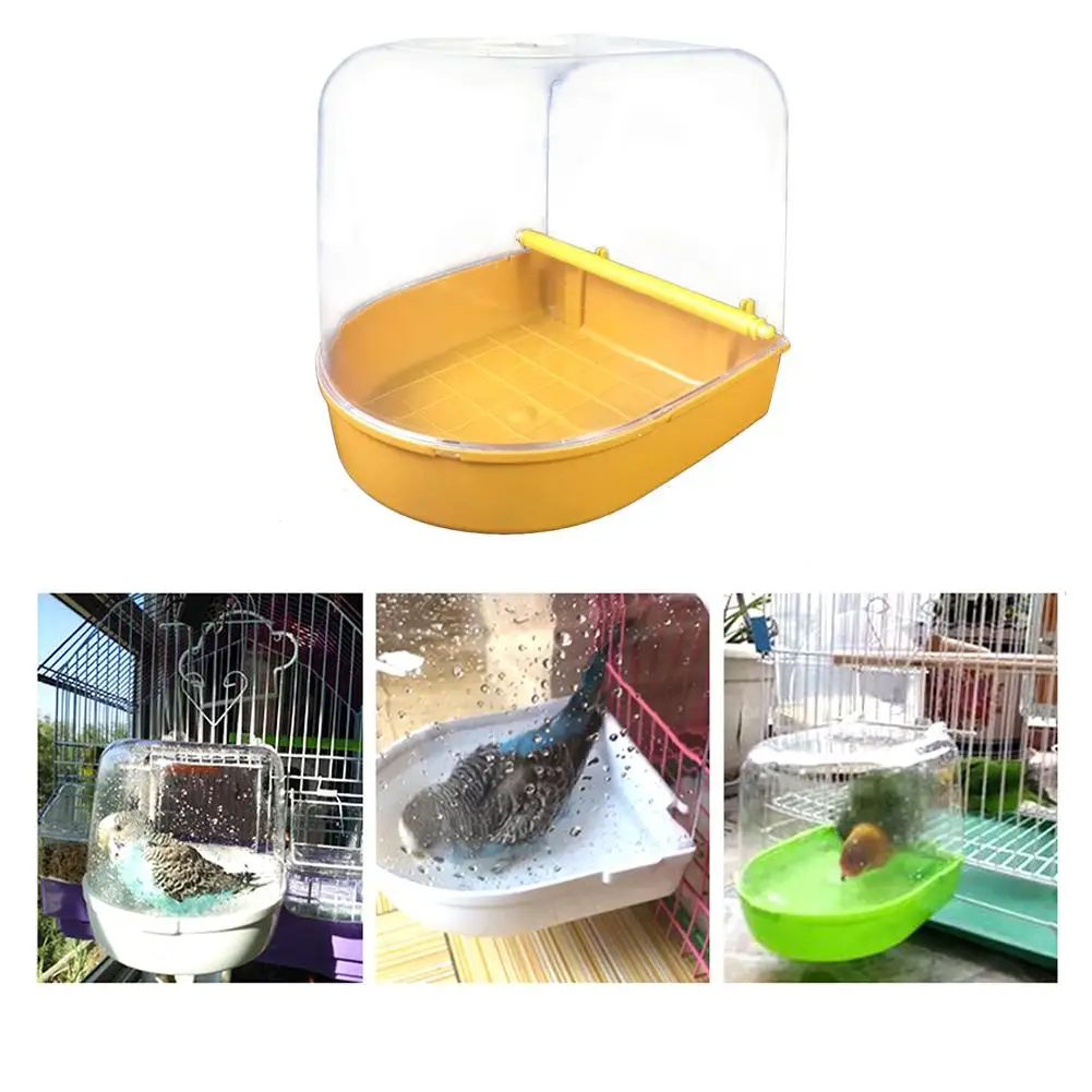 Попугай Ванны для птиц чистка ванны инструмент прозрачная Ванна коробка клетка для птиц аксессуары висит Ванна Душ Товары для птиц 20E - Цвет: Yellow