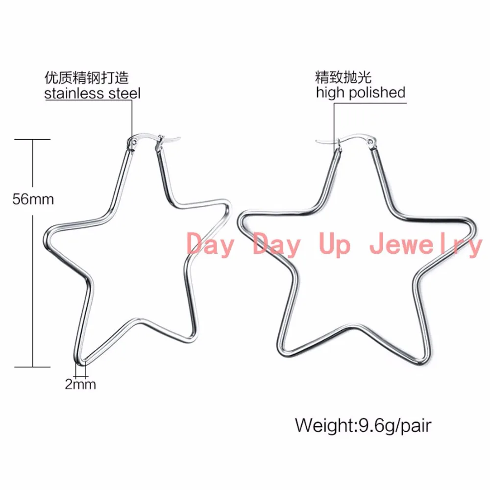 Высокое Качество Модные Женщины Дамы Из Нержавеющей Стали 316L Большой Звезда Хооп