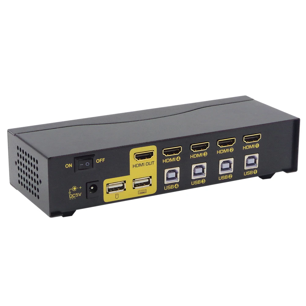 CKL USB HDMI KVM переключатель с 4 портами без кабеля ПК МОНИТОР клавиатура мышь