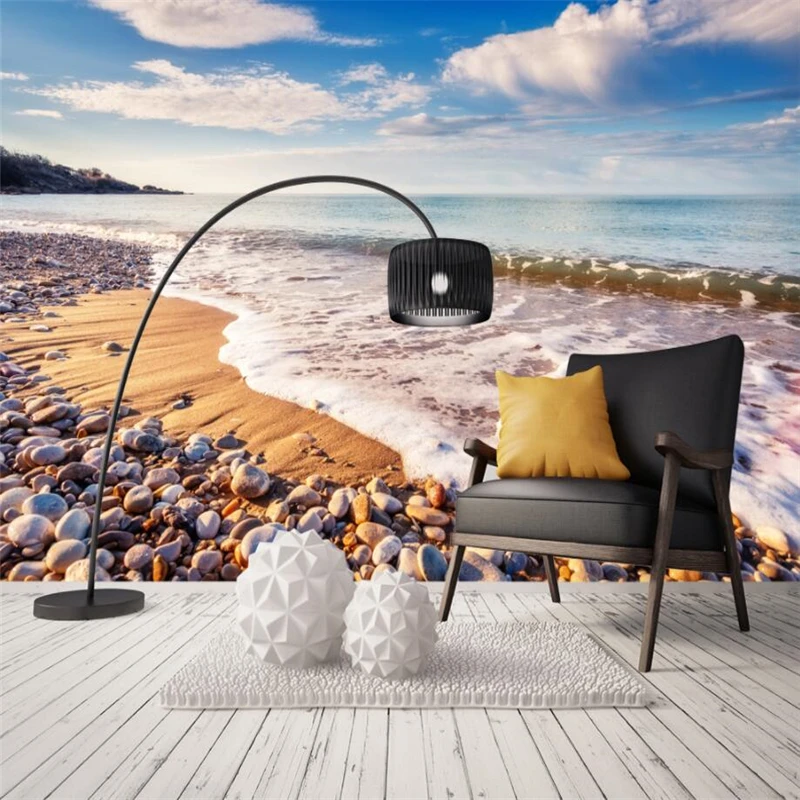 Обои на заказ обои для гостиной спальни мечты красивый пляж спрей булыжник