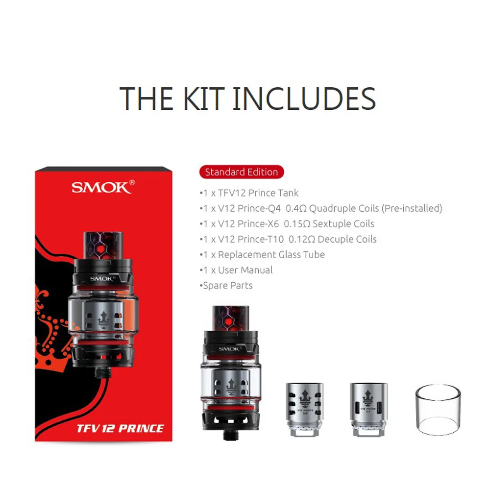 Оригинальный SMOK TFV12 принц распылитель с 8 мл заполнение верхней части емкости