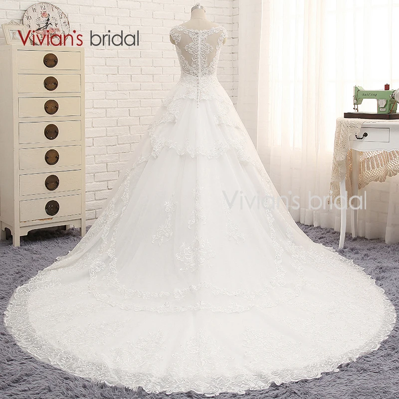 Свадебное платье Vivian's Bridal с v образным вырезом без рукавов ТРАПЕЦИЕВИДНОЕ
