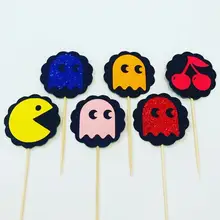 Блестящие топперы для капкейков Pac Man декор детской вечеринки на