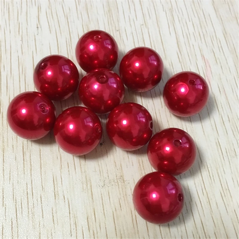 Осенние акриловые жемчужные бусины красного цвета 20 мм 110 шт./лот крупные из