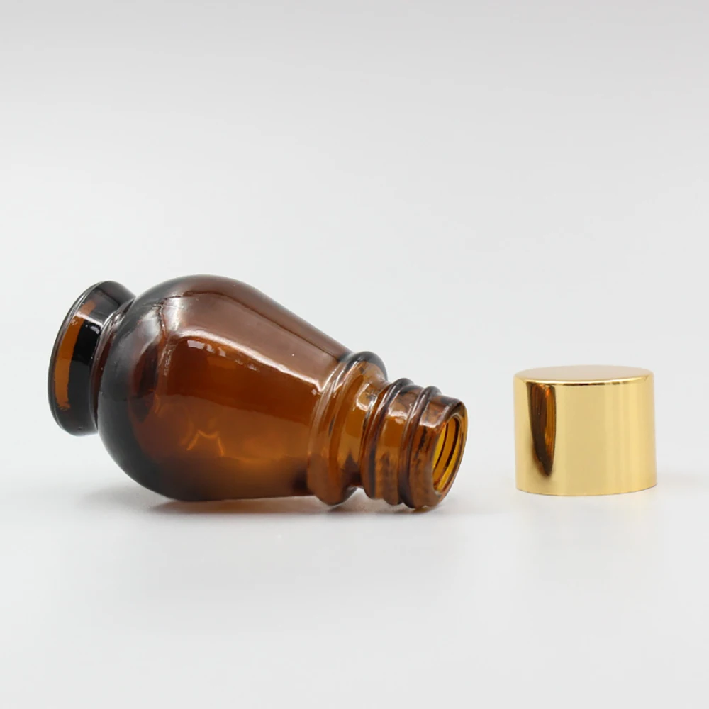 Colored Glass Vial, 20ml Amber Bottle with Gold/Silver/Matte Gold Screw Cap