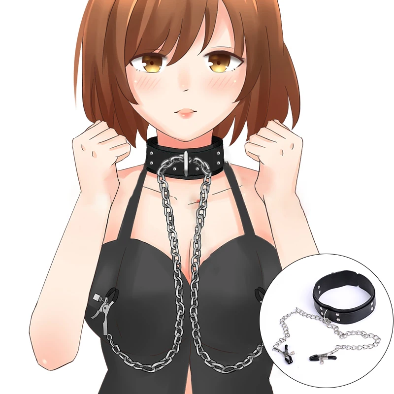 Бандажный привязной ремень для БДСМ фетишистский воротник цепи и зажимы сосков