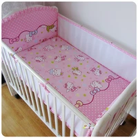 promotion 5pcs cartoon good quality baby cot bedding set infant toddler crib bed crib bedding set include4bumperssheet