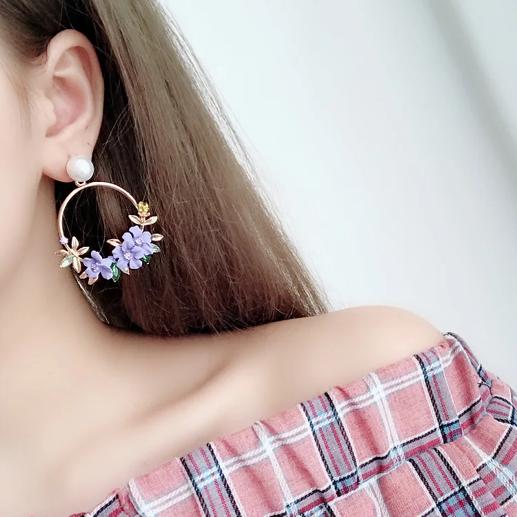 Женские серьги подвески с цветком MENGJIQIAO новые элегантные большие круглые со