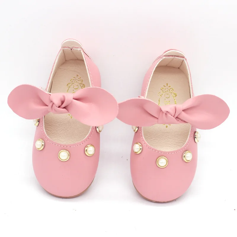 

COZULMA Toddler Party Anti-slip Bowtie Casual Shoes Baby Shoes Baby Girl Princess Pearl Shoes Enfants Size 15-25