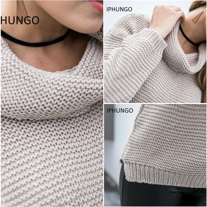 2018 Spring Khaki Turtleneck Sweater Loose Knitted Tops Pullovers Jersey Mujer Jumpers Pull Femme Hiver IPHUNGO | Женская одежда