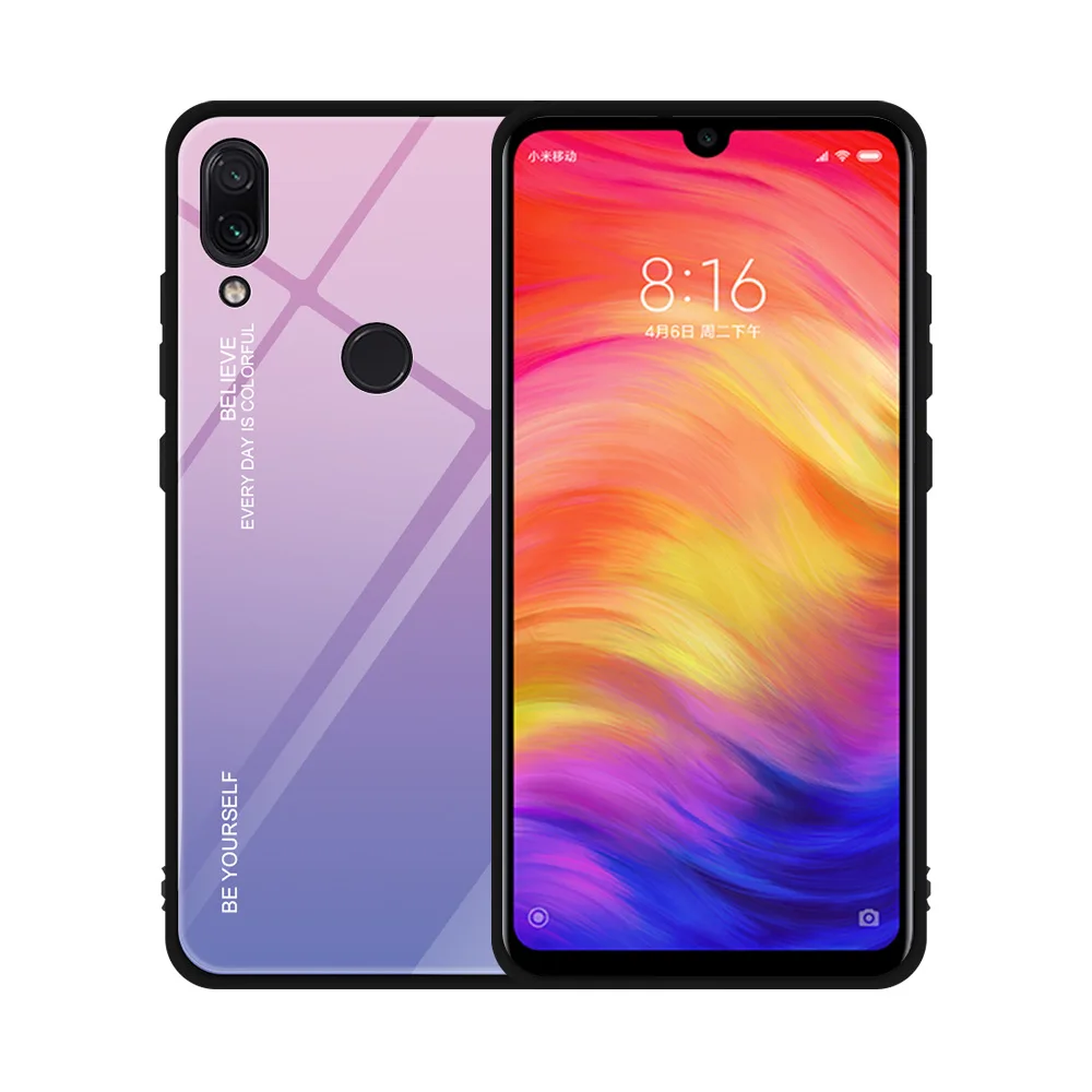 100 шт./лот Новый градиентный чехол из закаленного стекла для Xiaomi Mi 9 SE Redmi Note 7 6 Pro |