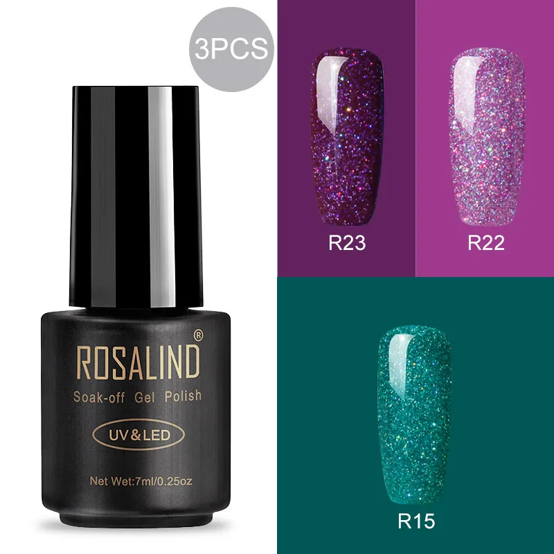 RA-3GELS-10 ROSALIND 7 мл Гель-лак для ногтей Полупостоянный УФ-гель гибридный набор для маникюра впитывающий лак белый праймер - Цвет: RA-3GELS-10