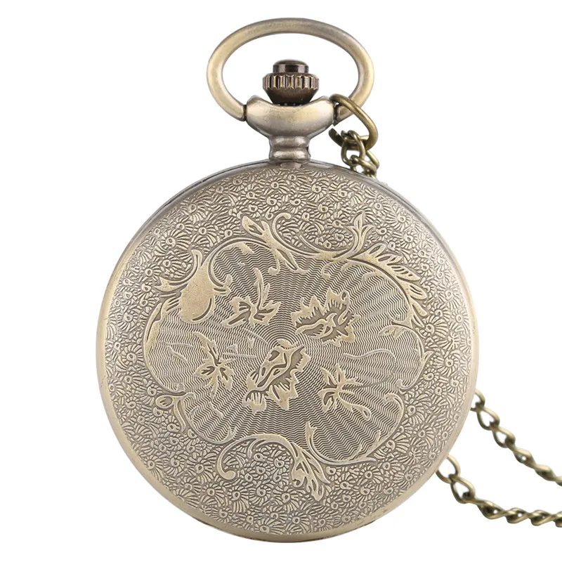 

Retro Quartz Pocket Watch Men Women Half Hunter Magpie Good News Bronze Unisex Steampunk Pendant Gift Neckalce
