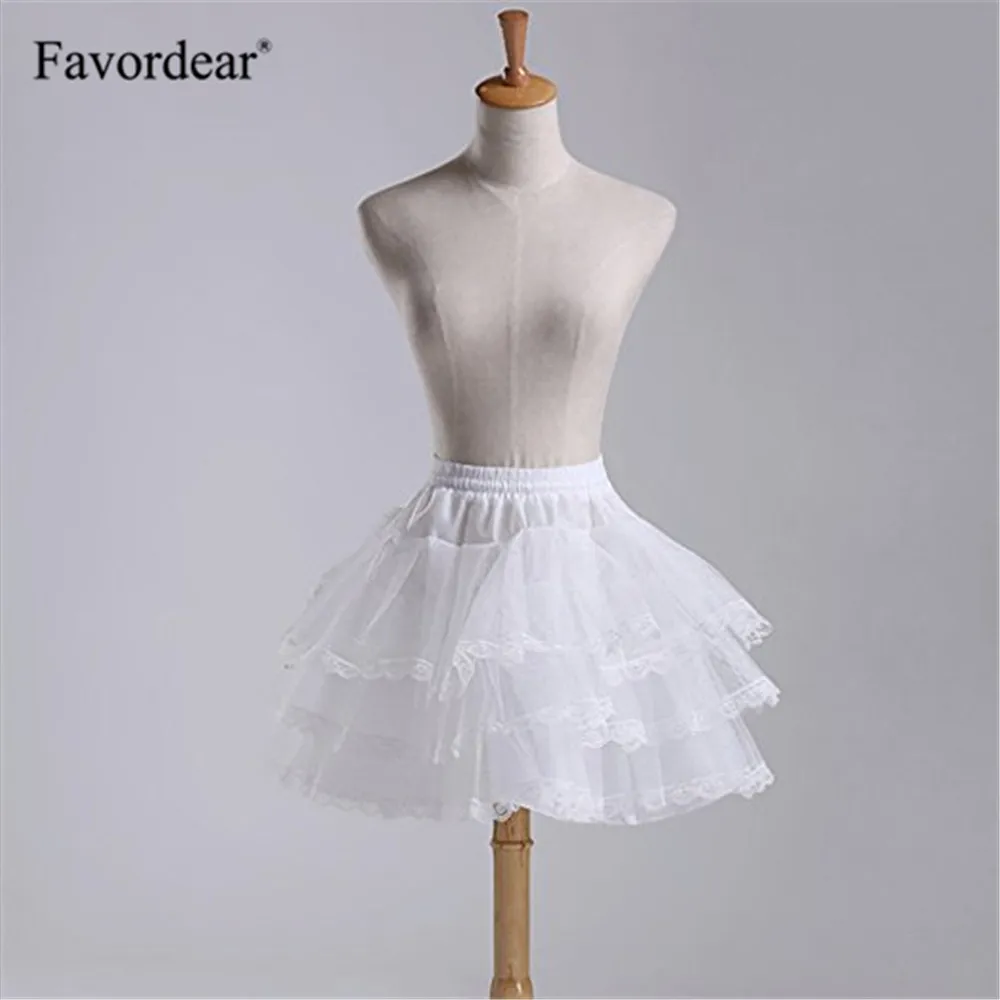 

Favordear Wholesale White Black Puffy No Hoop 3 layers With Lace Edge For Short Ball Dresses Tulle Short Petticoat In Stock