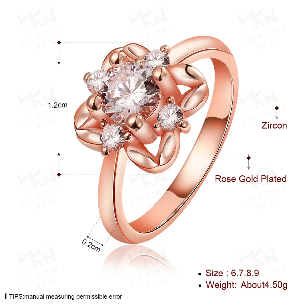 Тангка новая мода ослепительно кубического циркония кольцо красивый цветок