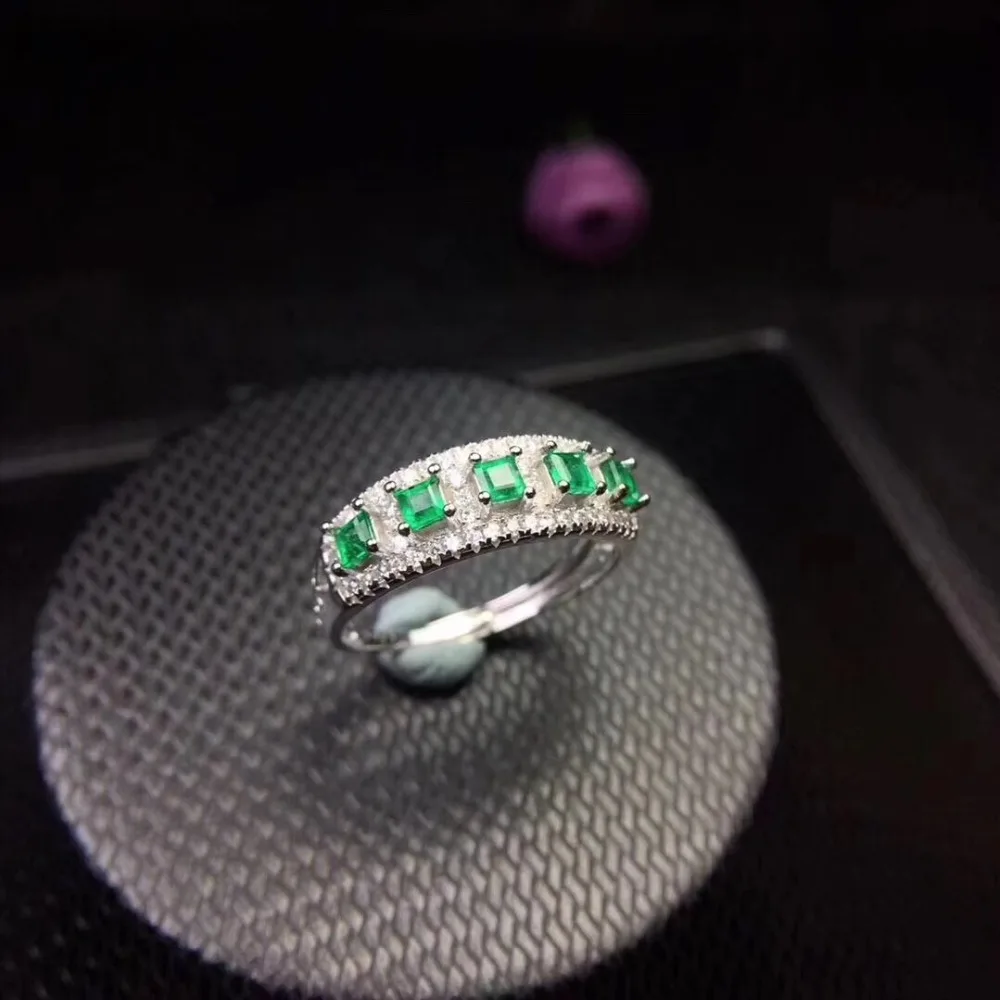 

Emerald ring Natural real emerald 925 sterling silver Fine jewelry Women rings