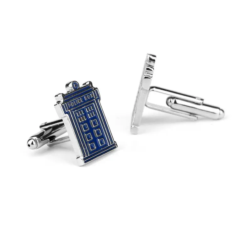 Лидер продаж модные запонки из американской ТВ серии Доктор Кто с голубым