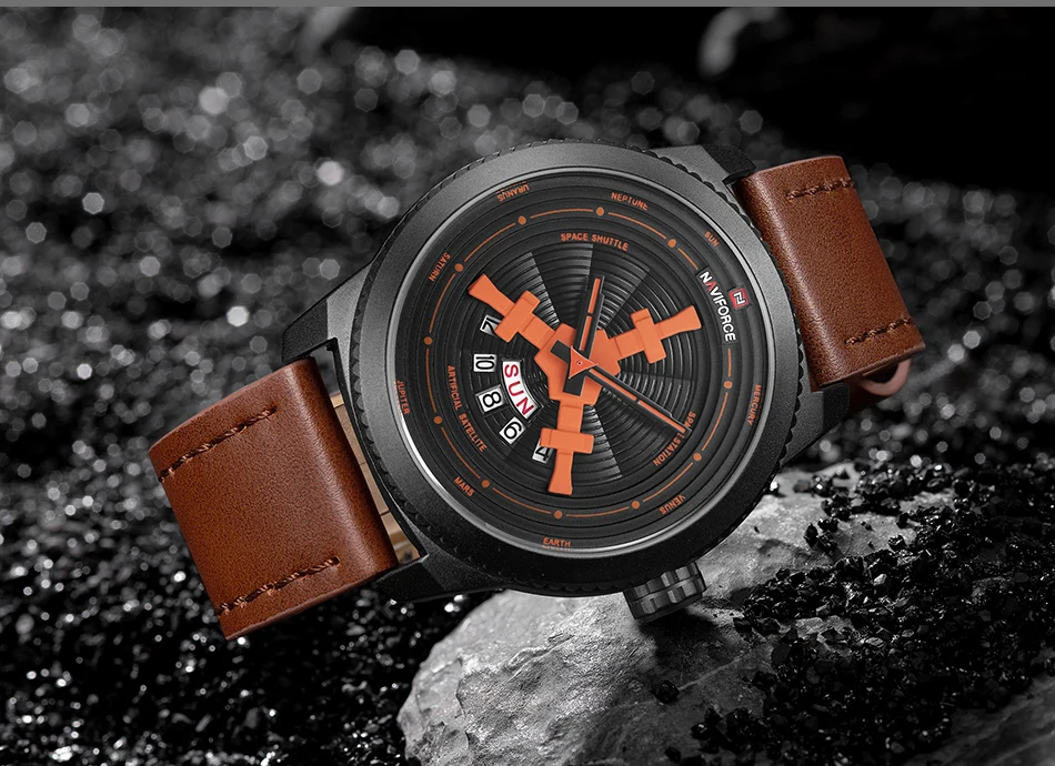Топ люксовый бренд Мужские часы NAVIFORCE Модные Спортивные кварцевые кожаные водонепроницаемые мужские наручные часы Мужские часы Relogio Masculino