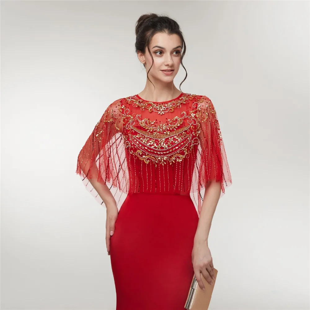 Женское вечернее платье Forevergracedress красное русалки украшенное жемчужинами и