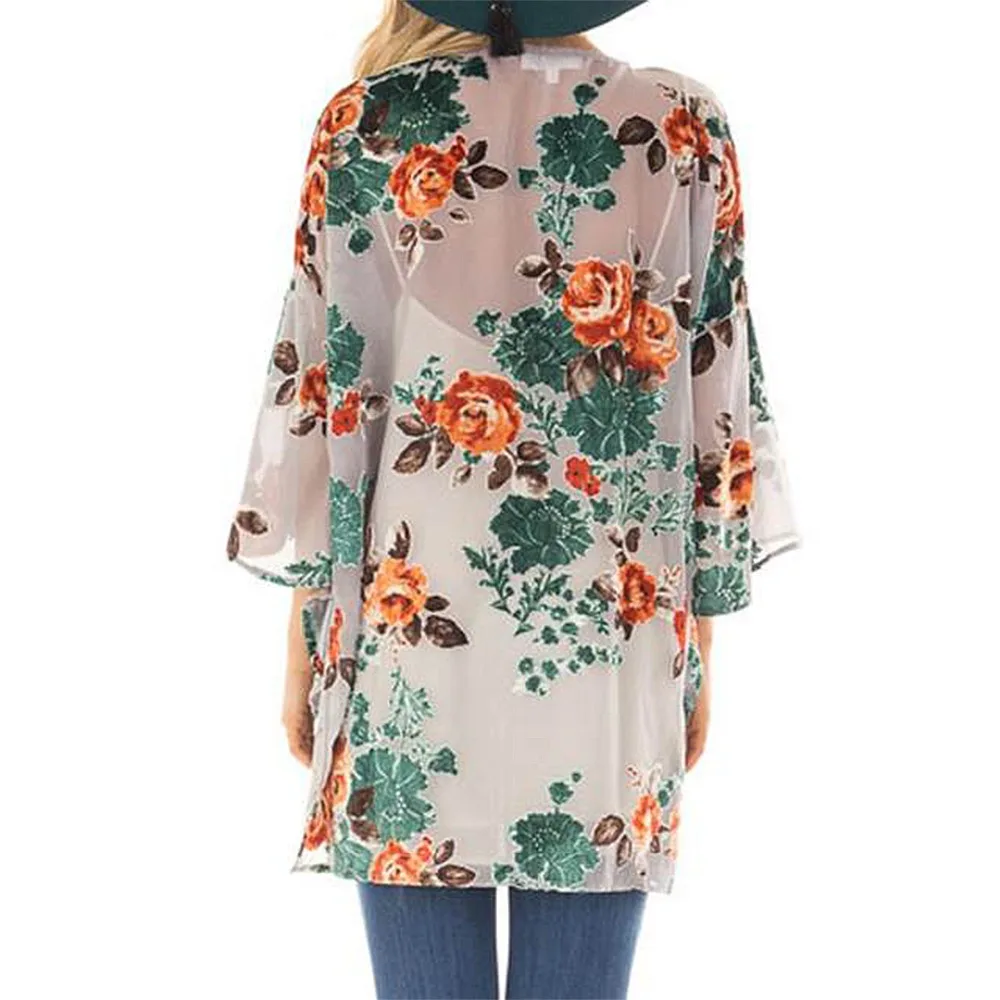 2018 летнее женское повседневное кимоно кардиган женский длинный вязаный шифон