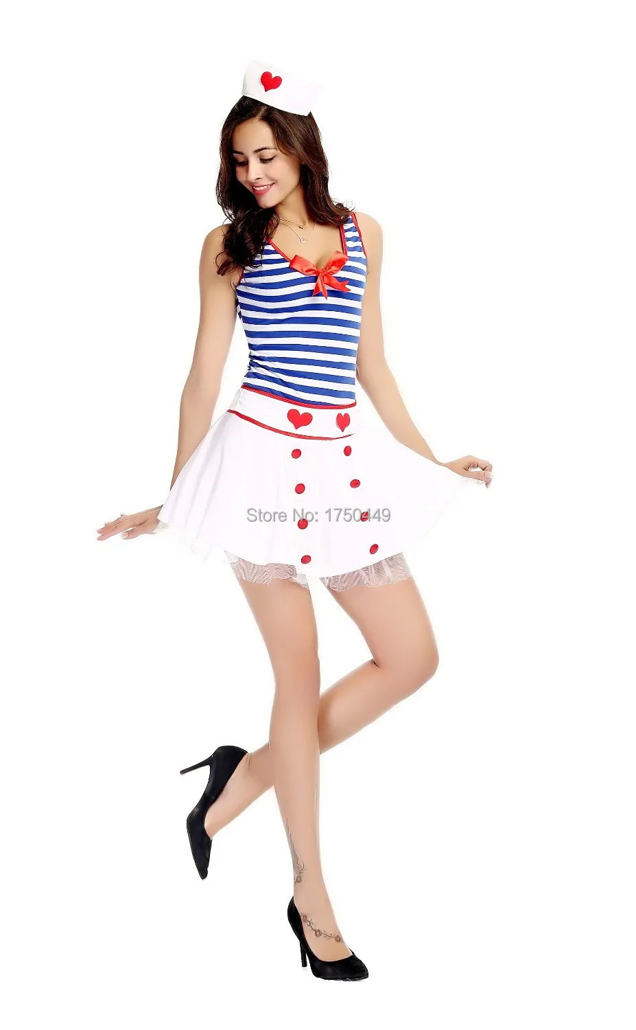 Эротический костюм фатина для медсестры Fantasia темно синего цвета из сетчатой