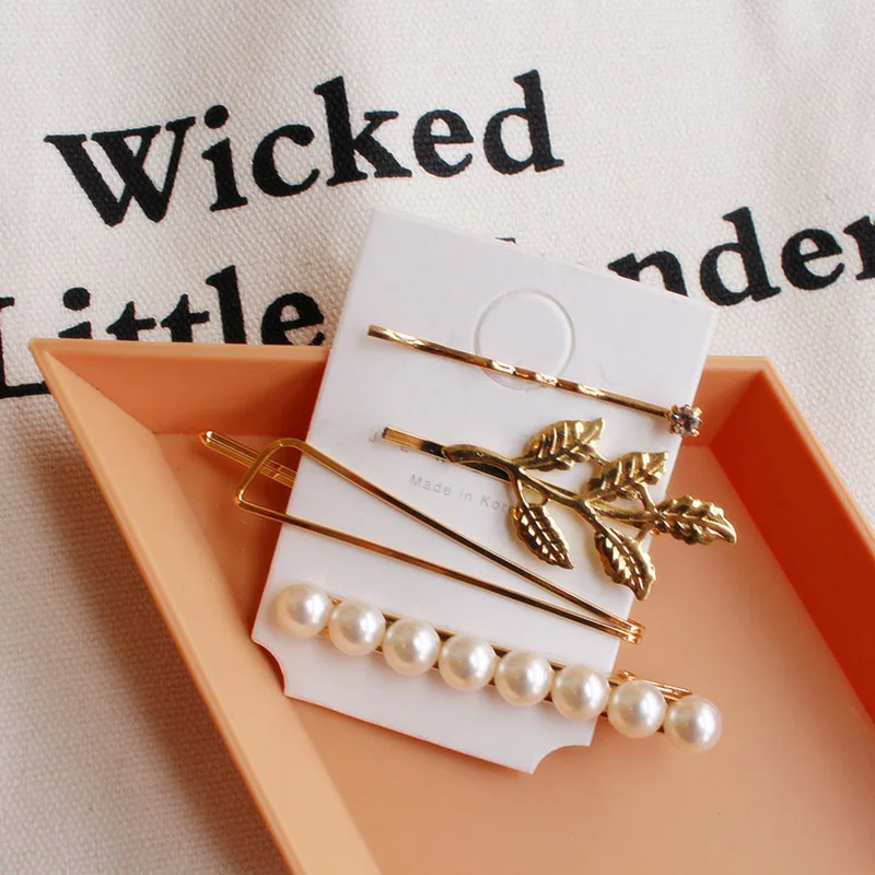 1 комплект корейские геометрические металлические шпильки для волос с имитацией