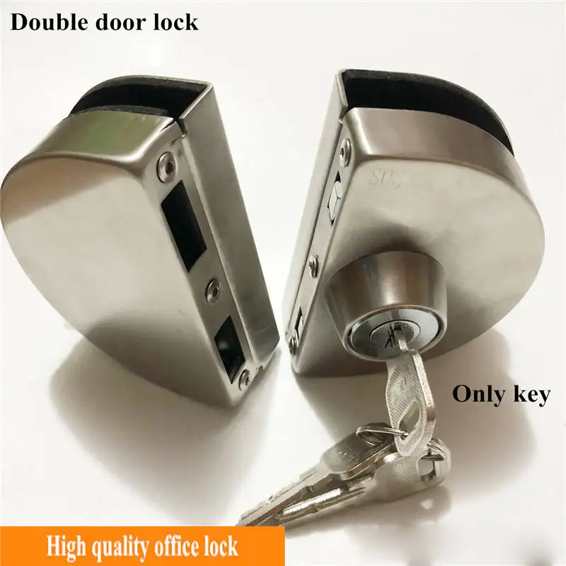 Double door 2 1 комплект Двойной Open Glass дверной замок Нержавеющая сталь двойной болт на сдвигающуюся дверь, замок на 10-12 мм очки для офиса безопасности - Цвет: Double door 2