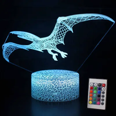 Jurassic динозавр Птерозавр 3D светодиодный светильник Летающий Динозавр светится в темноте игрушки Дети знания о животных Обучающие игрушки, подарки - Цвет: With remote control