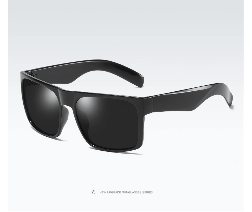 bright black grey ELITERA поляризованные Винтажные Солнцезащитные очки унисекс с широкой оправой, квадратные солнцезащитные очки, черные очки - Цвет линз: bright black grey