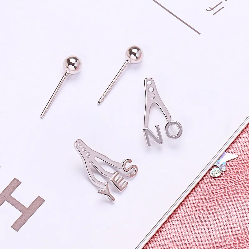 Тибетские Серебряные индивидуальные серьги с буквами да нет Асимметричные