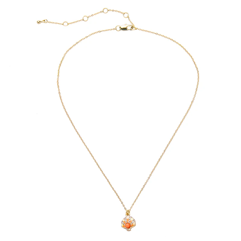 Cute Marine Jewelry Short Necklace Female Chic Enamel Shell Shape Pendant Orange Trendy Charming Gift | Украшения и аксессуары
