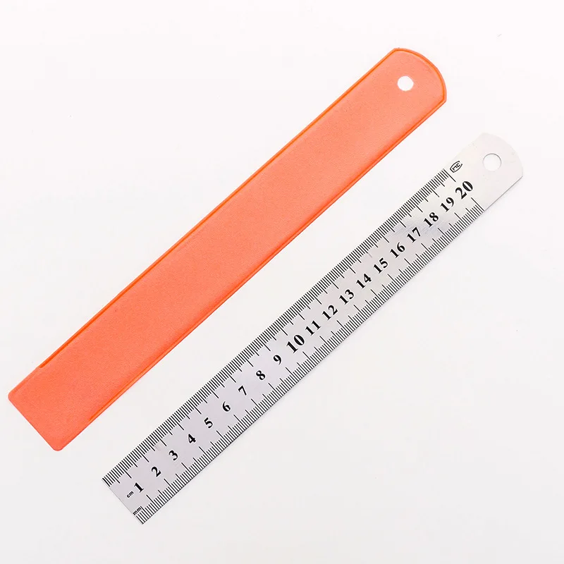 20cm 1 шт., 15 см, 30 см, нержавеющая сталь, металлическая линейка, инструмент, прецизионный, двухсторонний, измерительный, для обучения, черчения, канцелярские принадлежности - Цвет: 20cm