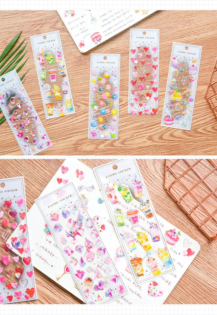 Kawaii канцелярские наклейки ute хрустальные наклейки для кошек Новинка 3D наклейки в виде сердца для детей DIY Дневник принадлежности для скрапбукинга