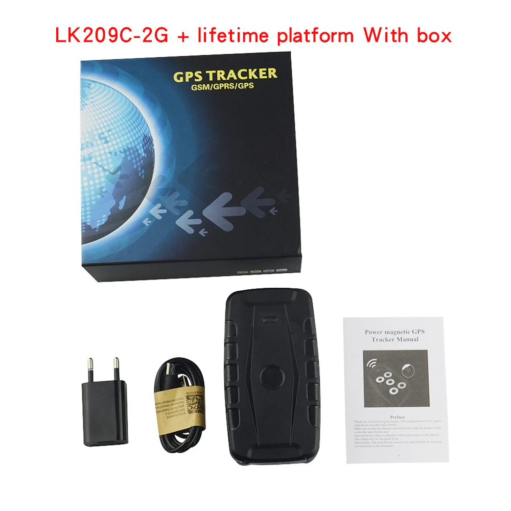 With box(lifetime) Gps трекер LK209C водонепроницаемый автомобильный локатор удаляющее устройство мониторинга 20000 мАч, с большим сроком службы батареи История жизни-проверка трассировки - Цвет: With box(lifetime)