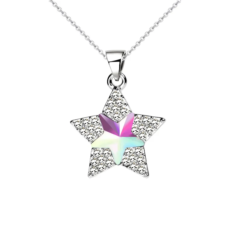 Elegant Full Crystal Star Shiny Zircon Short Chain Necklace Pendant | Украшения и аксессуары