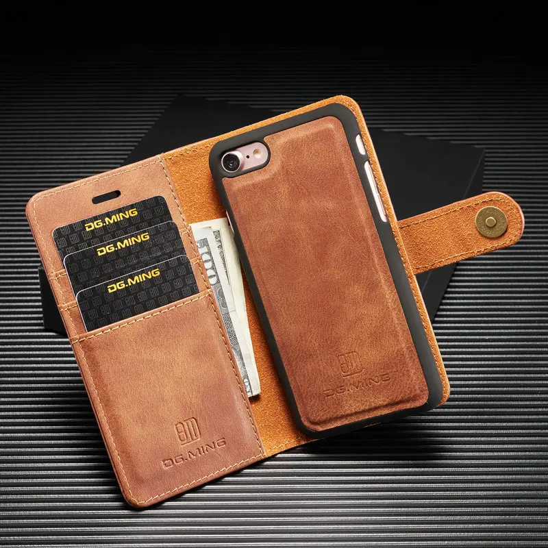 DG.MING 2in1 Vintage Wallet Case For iPhone 7 8 Ultra Strong Magnetic Detachable Flip Leather Cover 6S With Kickstand | Мобильные