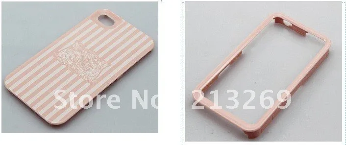Wholesale Thin Stripe Pink 3 in 1 Protector Spade Polka Dot Linear Hard Back Cover Case Bulk for iphone 4 4S |