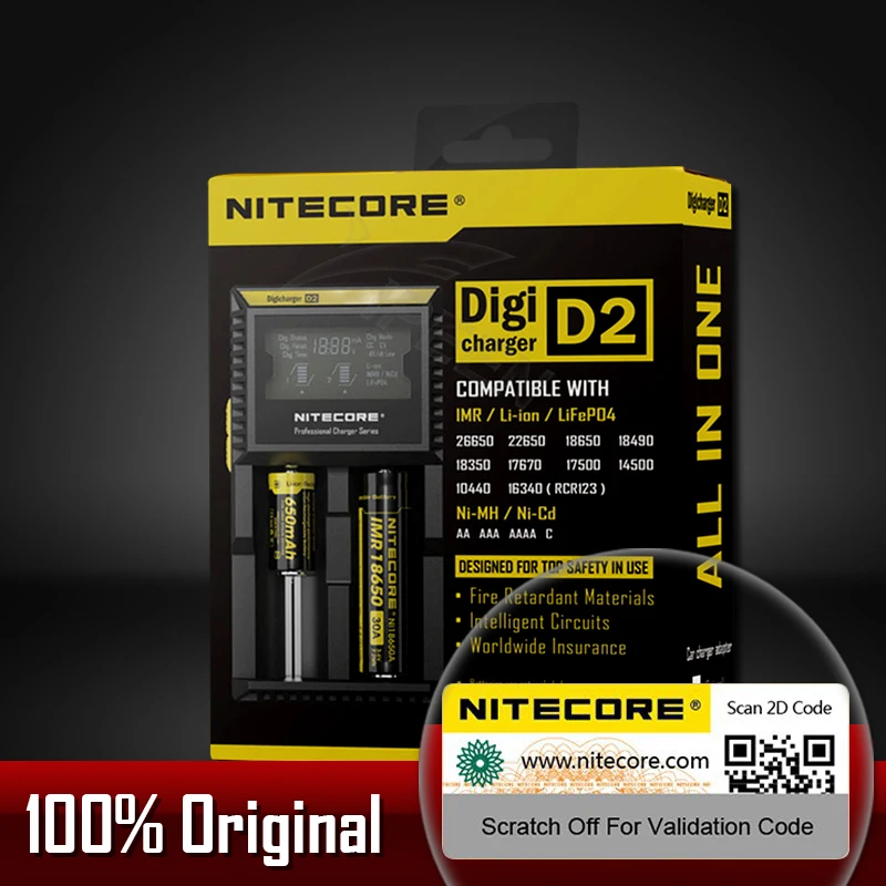 Бренд Nitecore D4 I4 I2 D2 Digicharger ЖК-дисплей интеллектуальной интегральной схемой литий-ионный аккумулятор для 26650 18650 18350 16340 14500 10440 AA AAA 22650