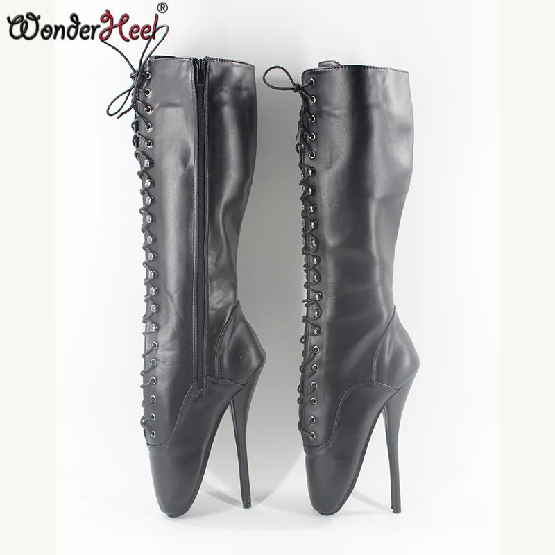 Wonderheel/распродажа, 18 см, высокий каблук-шпилька, Ультра Высокий каблук " stilleto каблук, матовые черные женские сапоги до колена, сексуальные фетиш сапоги