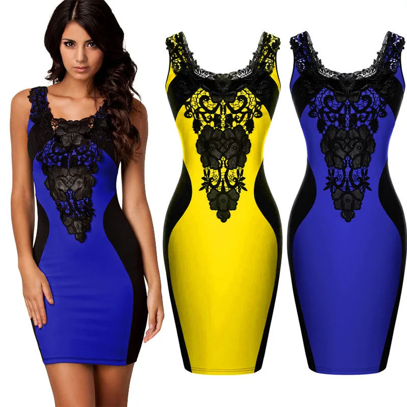 Неудачник Как Вы Женщин Лето Sexy Кружева Сращивание Жилет Карандаш Bodycon