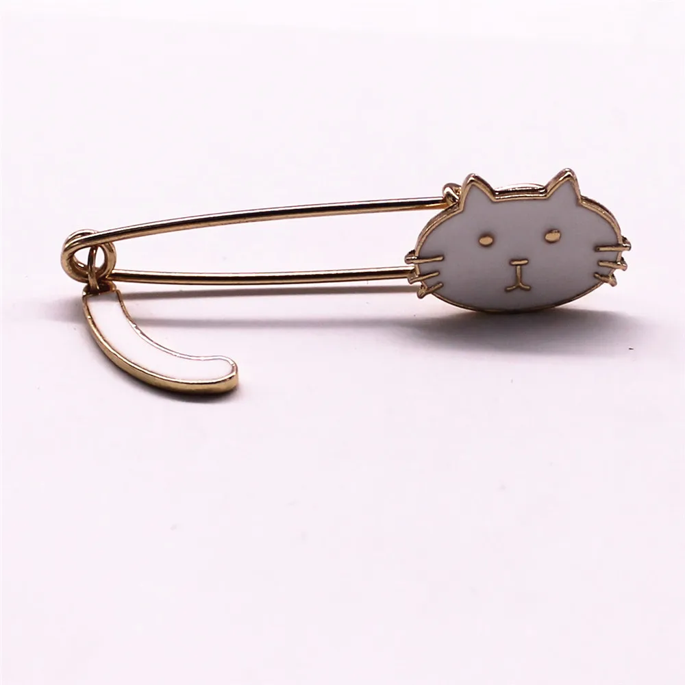 2019 Fashion metal cute black white enamel kitten shake tail brooch Corsage suit coat shawl collar needle wholesale | Украшения и