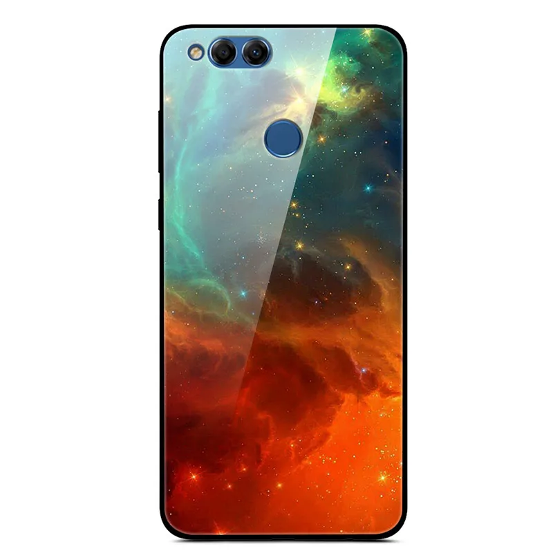 34 Чехол из закаленного стекла для huawei honor 7X, чехол с изображением планеты космоса, противоударный стеклянный чехол-накладка для huawei honor 7X X7 7X5,9", Чехол - Цвет: 34