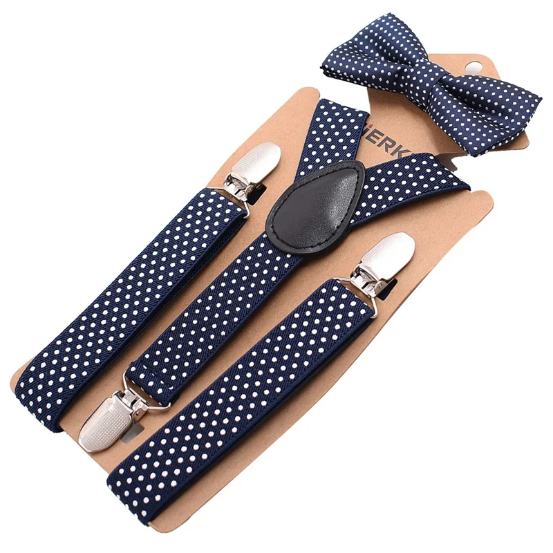 Синие детские подтяжки комплект с бантом эластичные регулируемые Y образные для