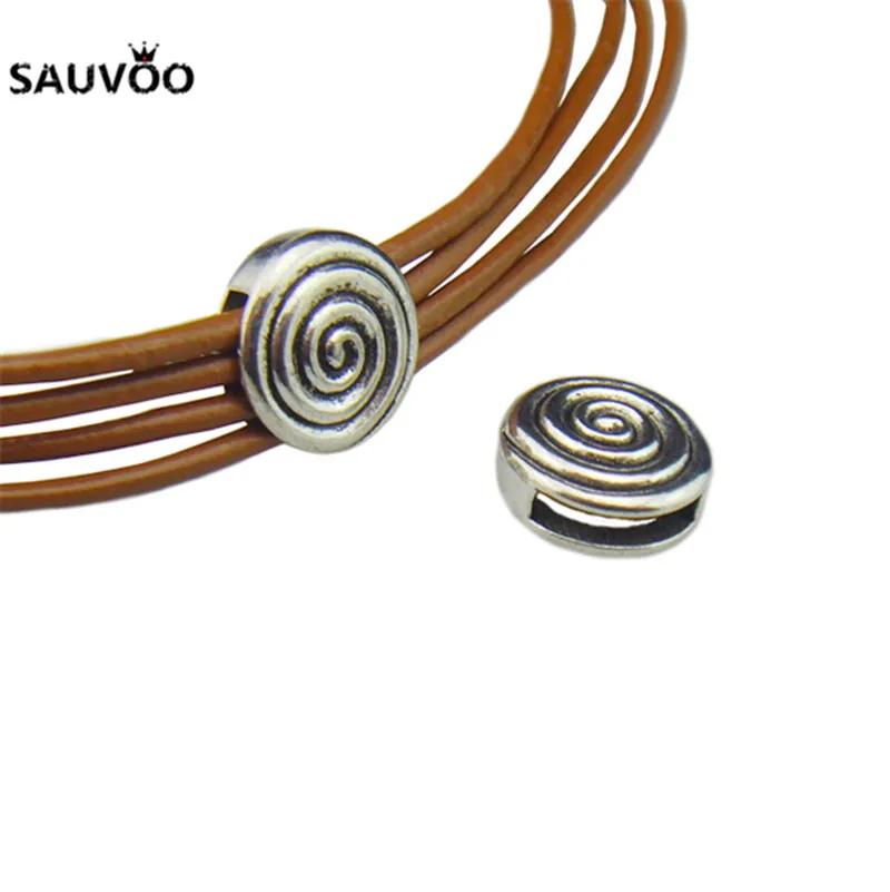 Sauvoo 10 шт. античные серебряные круглые плоские спиральные металлические бусины с
