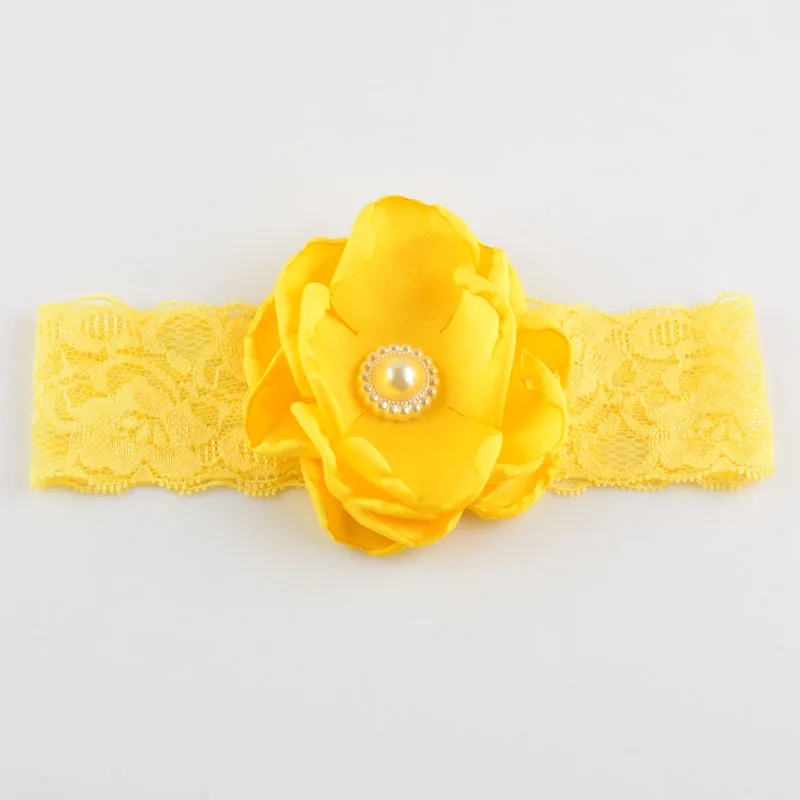 Красивые повязки на голову для девочек с цветами из сгоревшего сатина жемчужный