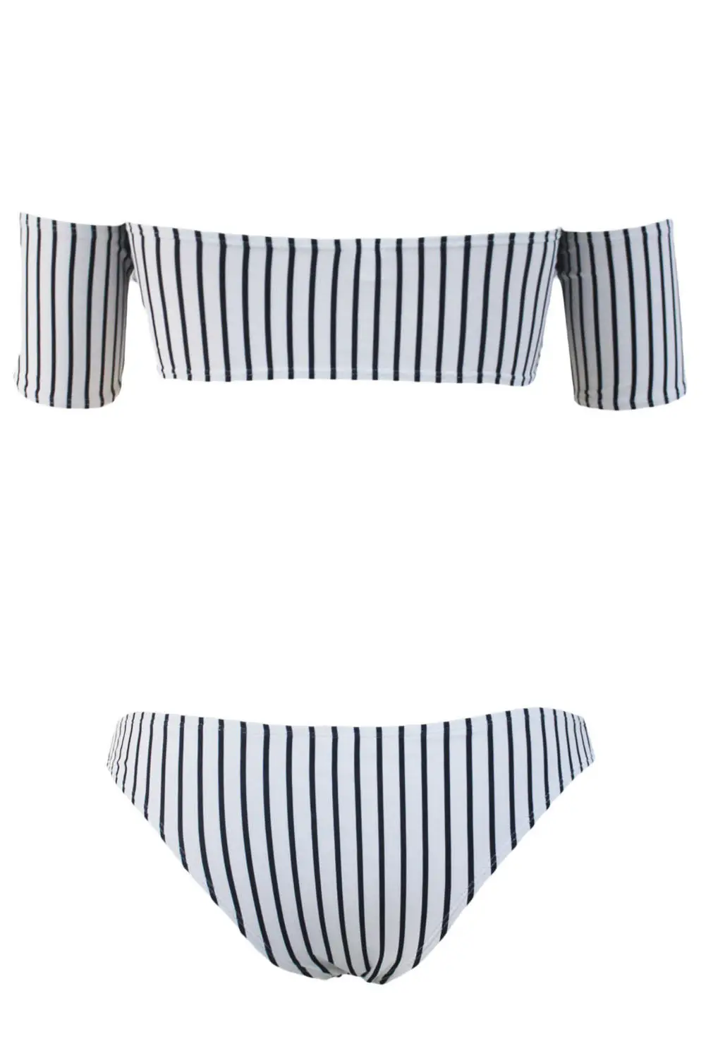 

Shouldless Tube Bikini Set Women Swimwear 2018 Summer Striped Padded Bra Women Monokini Swimsuit Bathing Suit