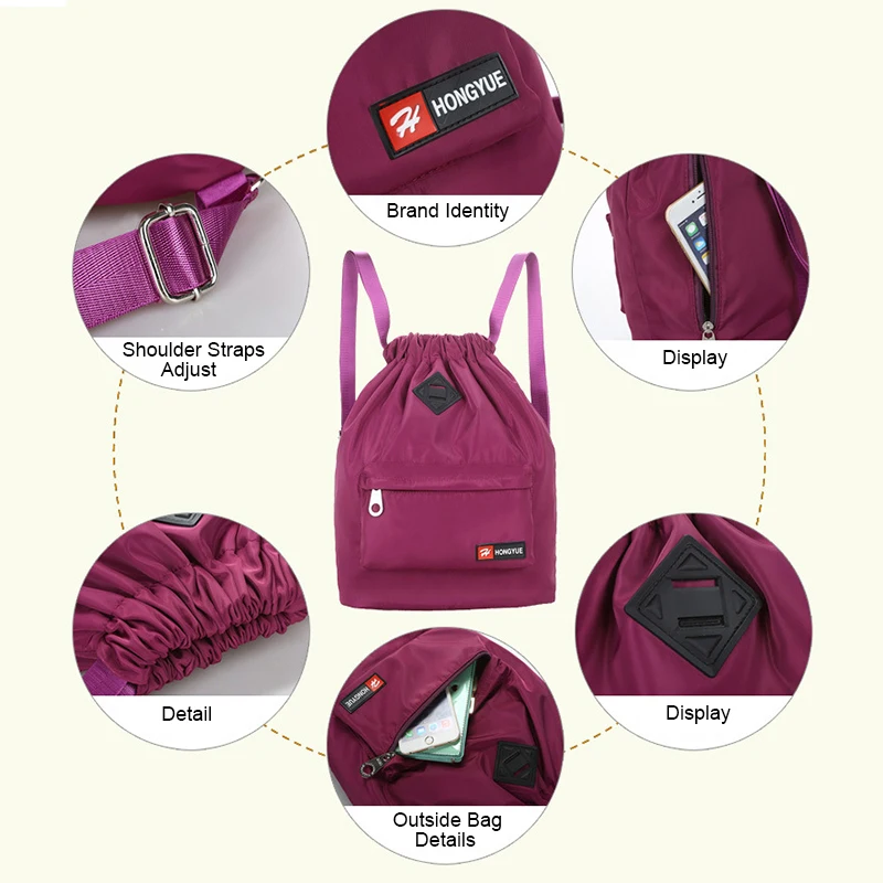 Large Capacity Waterproof Sports Bag Women Men Bundle Mouth Sport Backpacks For Gym Fitness Running Bag Sports Accessories