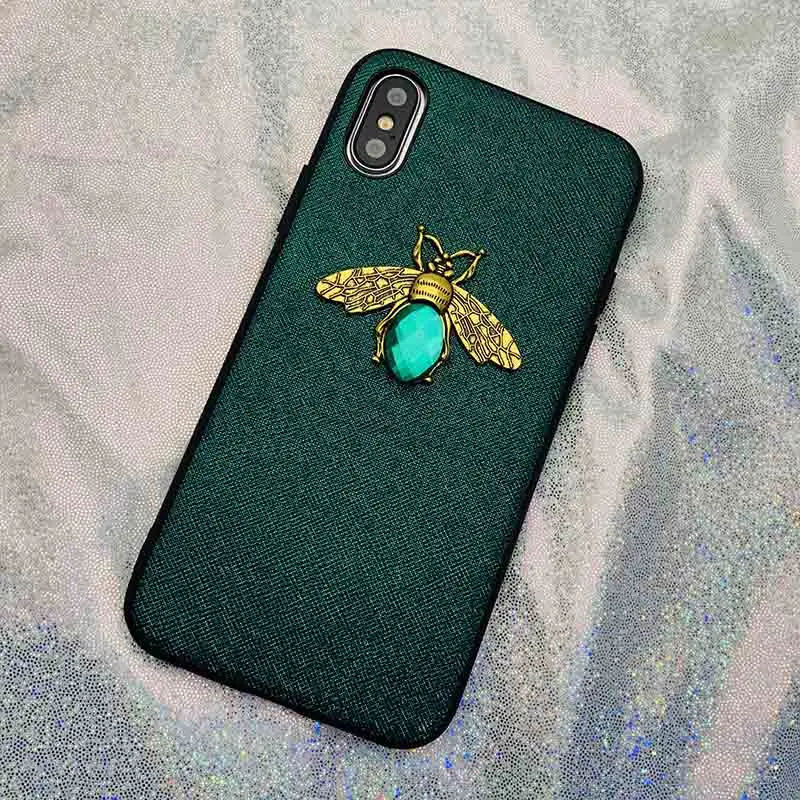 Green Роскошные 3D Металл пчела чехол для huawei Коврики 20 Lite P30 P20 Pro Y9 Y7 P Smart Nova 3 4 Honor 8X V20 10 lite 7A 7C Pro P10 плюс - Цвет: Green