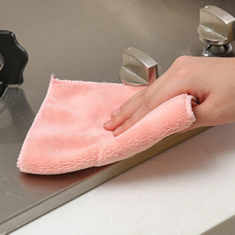 2 слоя микрофибры Кухня полотенца супер абсорбент горшок для мытья посуды