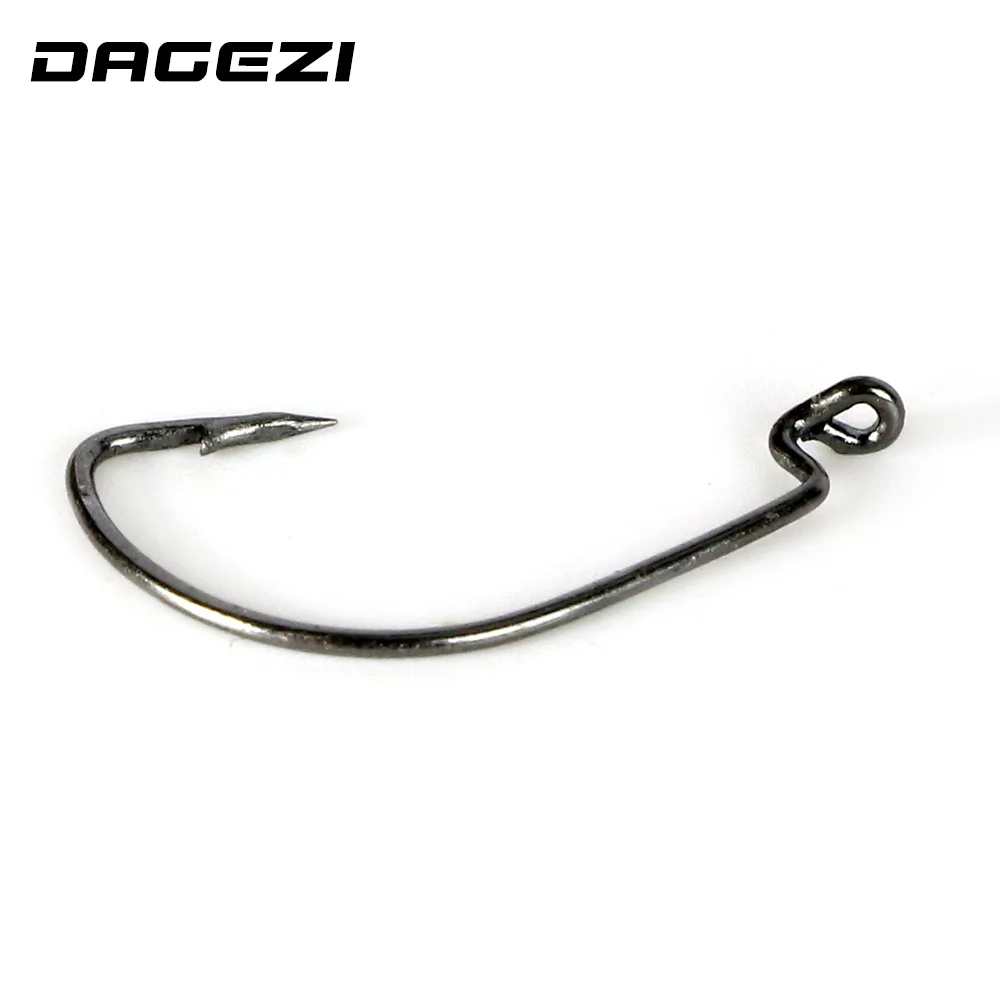 DAGEZI 50 шт./лот#8 рыболовный крючок гранк рыболовный крючок мягкий крючок под червя черный цвет джиг Большой Крючок для ловли нахлыстом